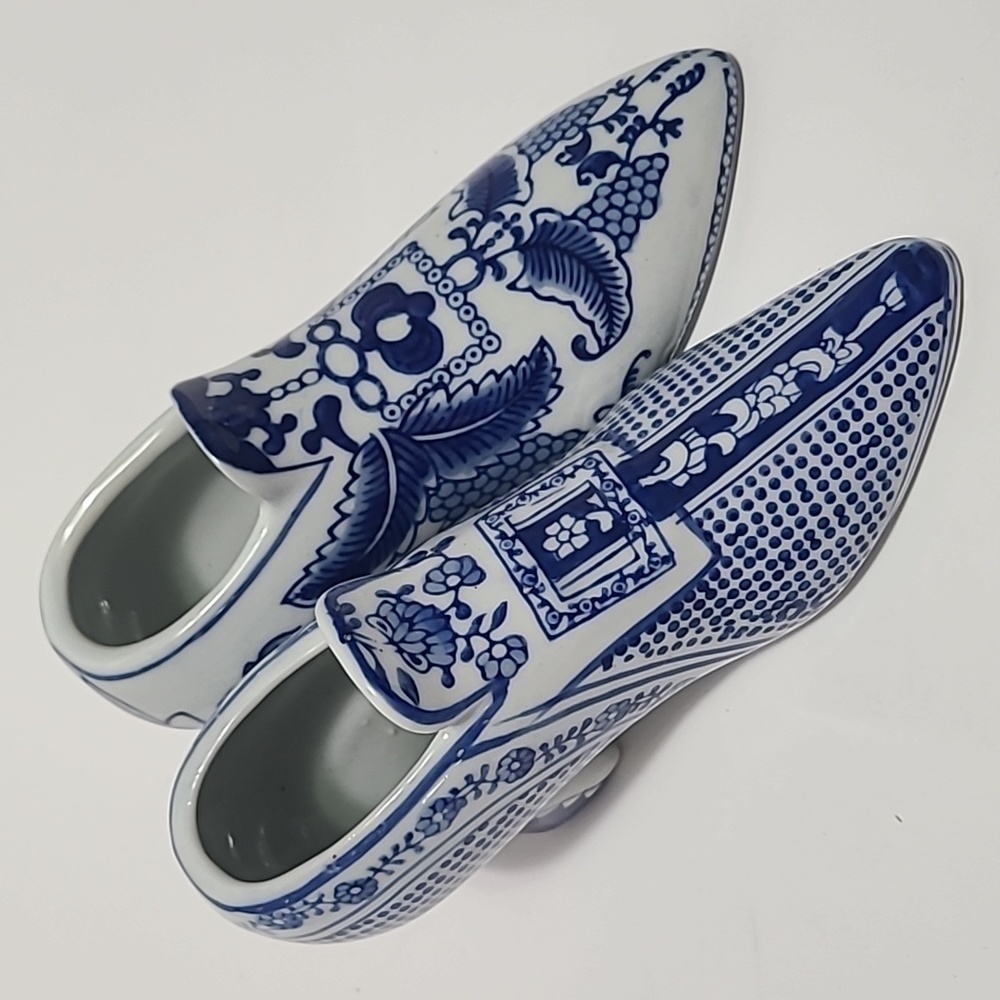 Vintage‎ Royal Blue Deocative Porcelian Shoes - Pair